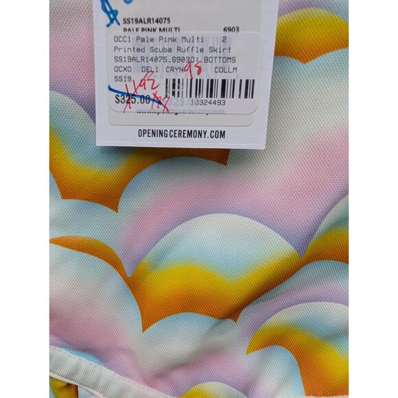 Opening Ceremony Womens Printed Scuba Ruffle mini Skirt Sz 2 Pale Pink Festivalx - Picture 4 of 8